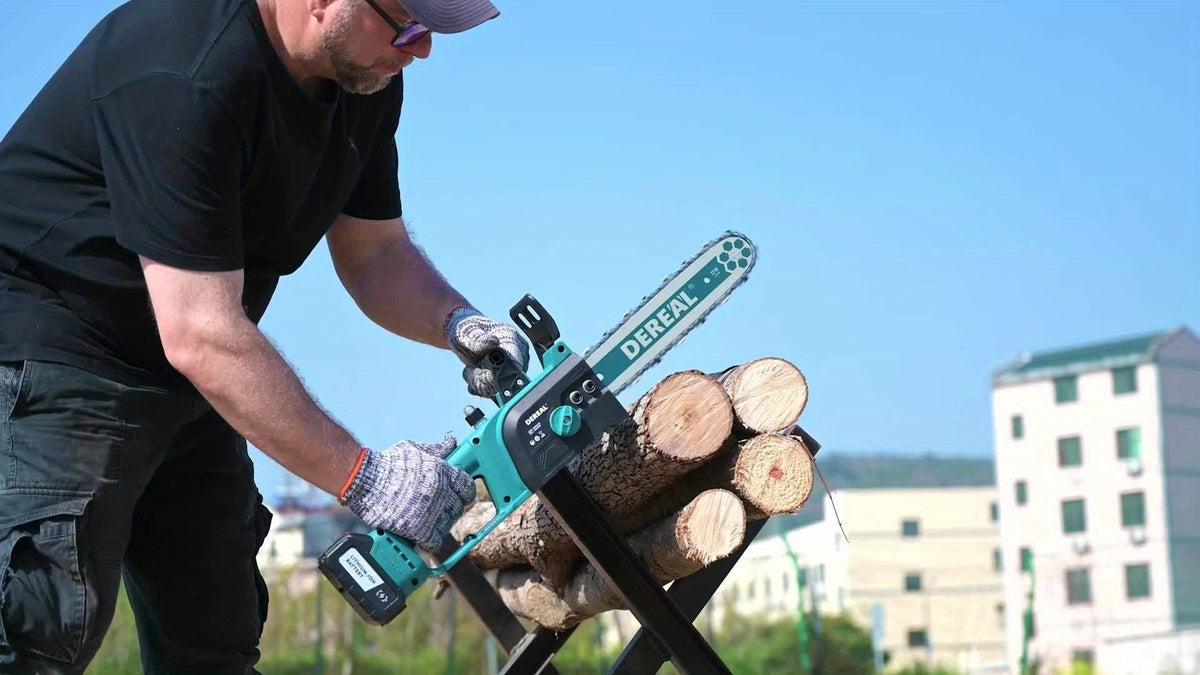 Cordless Brushless Chainsaw with 6- or 12-Inch Bar, One- or Two-Battery Kits in Purple, Green, Teal or Yellow — image 17
