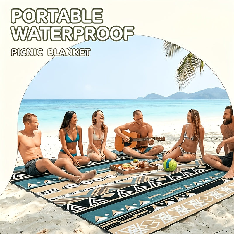 Dark Green Padded Picnic Blanket with Buckled Carry Straps, 80 x 80in Large Roll-Up Outdoor Mat — image 6