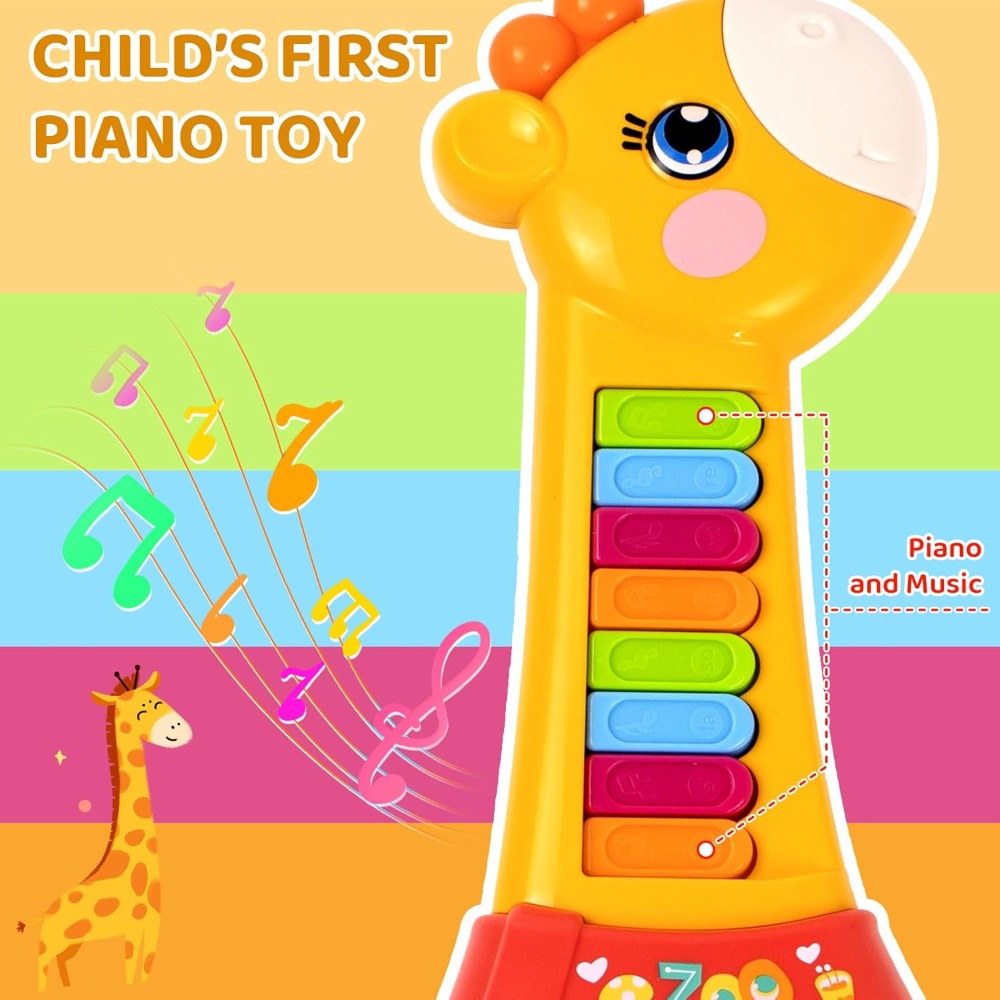 Giraffe Guitar Toy Baby 12 Months with Piano Keys, Animal Sounds & Flashing with the Listed Color, Size or Set Options for Ev