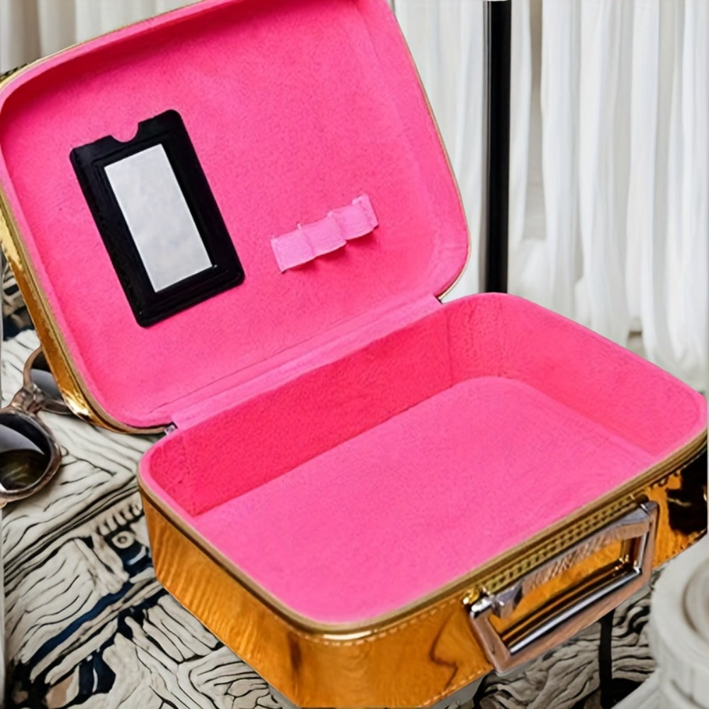Glitter Makeup Travel Case Hard Shell Large Capacity Flat Lay Organizer Luxury Cosmetic Storage Box for Women Portable Fits i