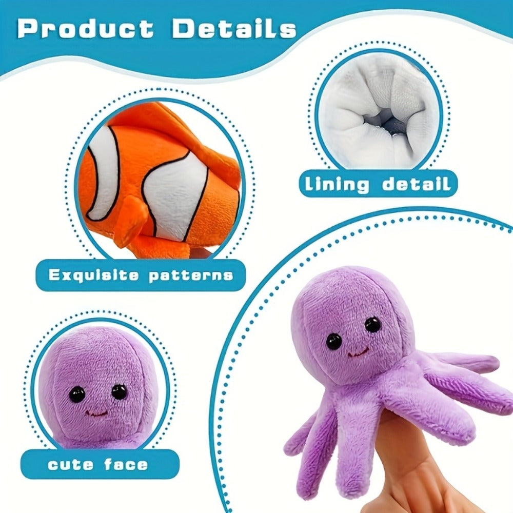 Sea Animal Finger Puppets Set 6pcs for Kids, Realistic Ocean Creature Hand Puppets for Storytelling — image 5