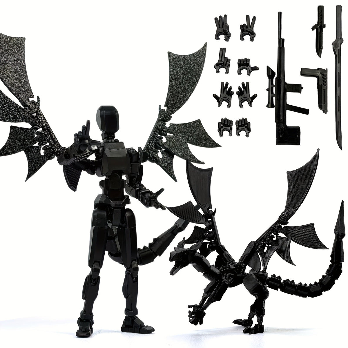 3D Printed Dragon Figurine 2-Piece Set for Garden, Patio and Yard Use, with the Listed Configuration — image 1
