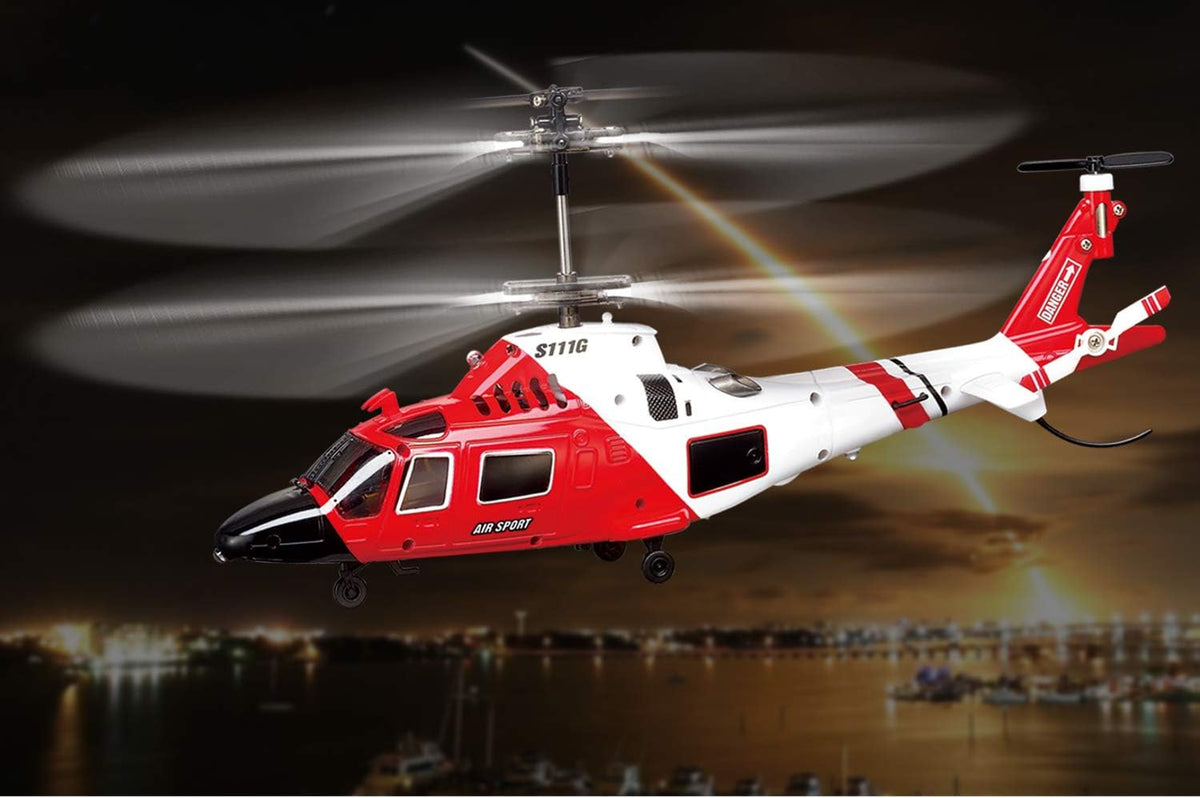 SYMA S111G Coast Guard RC Helicopter 3-Channel Gyro Stabilized Mini Indoor Helicopter LED Lights 5-6 Min Flight Time — image 
