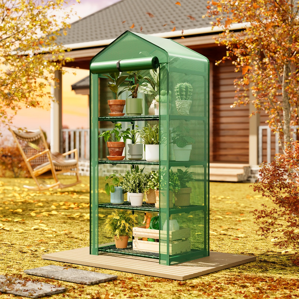 4 Tier Mini Greenhouse for Indoor Outdoor Plants, Portable PE Cover Greenhouse with Rack Stand for Seedlings — image 11
