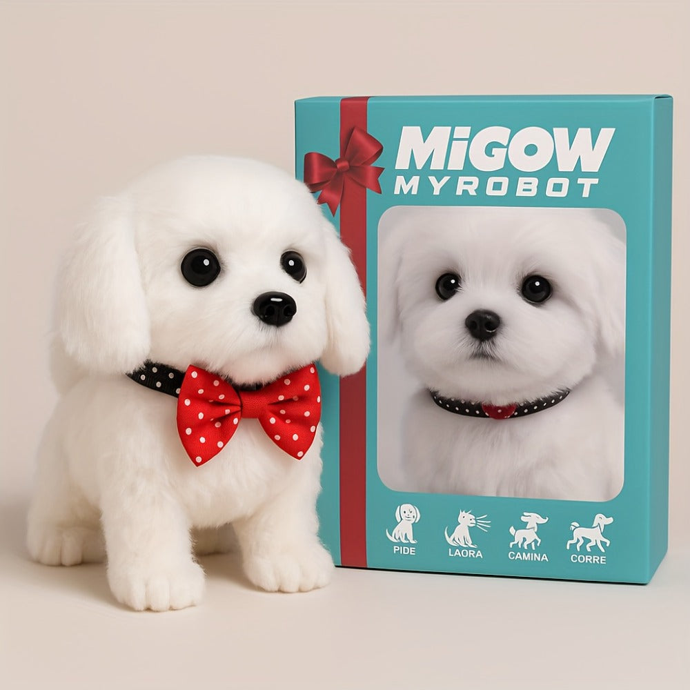 Interactive Robotic White Labrador Puppy Plush Toy, Walks Barks Wags Tail, Realistic Electronic Pet Dog — image 1