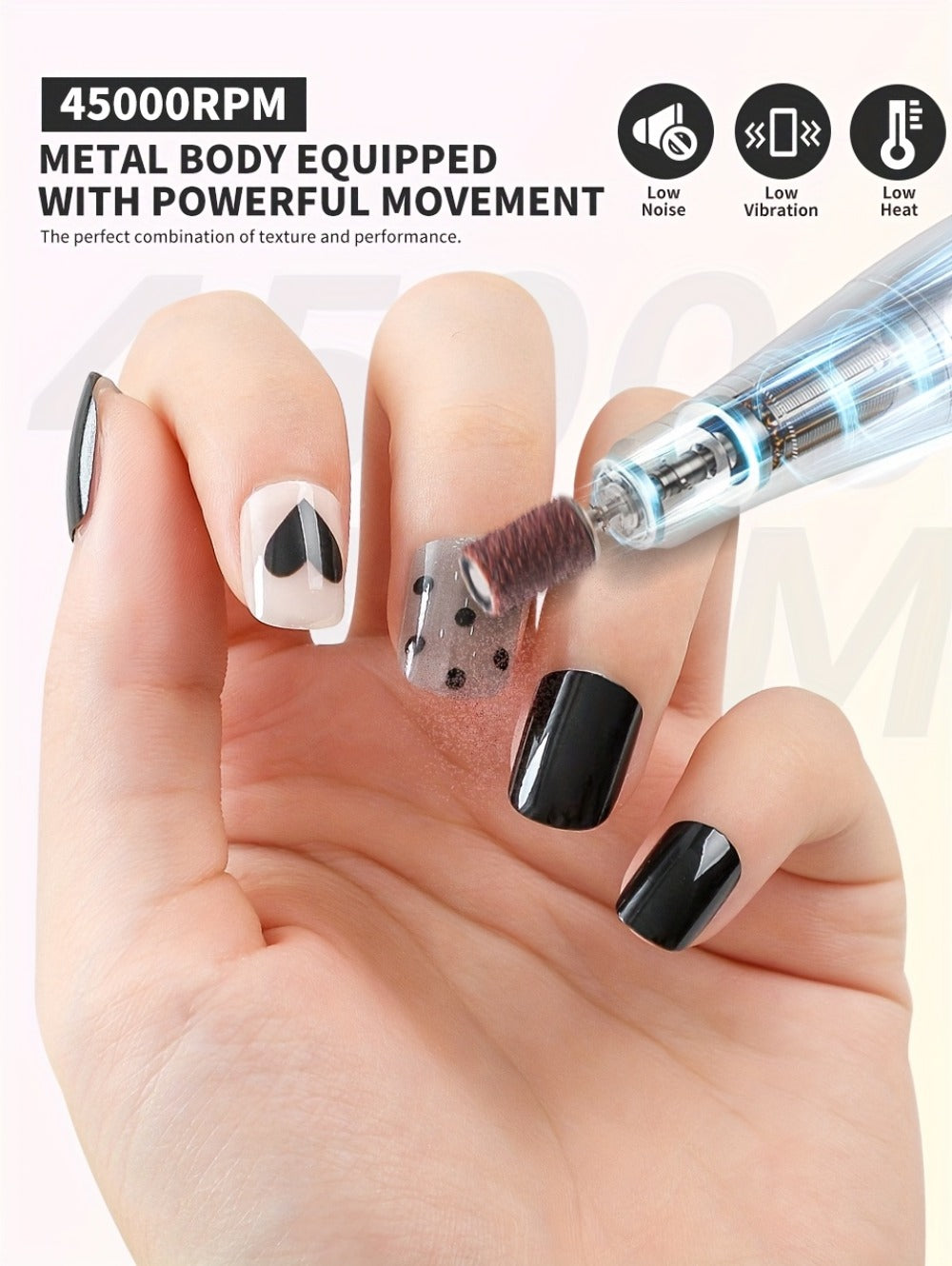 Electric Nail Drill 45000 RPM Rechargeable Kit with LCD Display and White or Golden Color Options — image 12