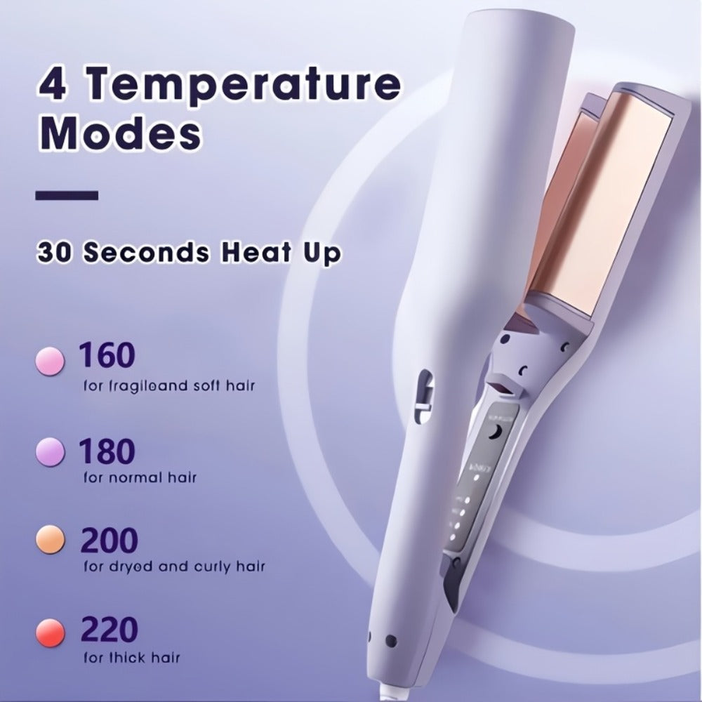 32mm Curling Iron 30-Second Rapid Heat – Adjustable Temperature U-Shaped & M-Shaped Long-Lasting Curls Salon-Smooth Frizz-Fre