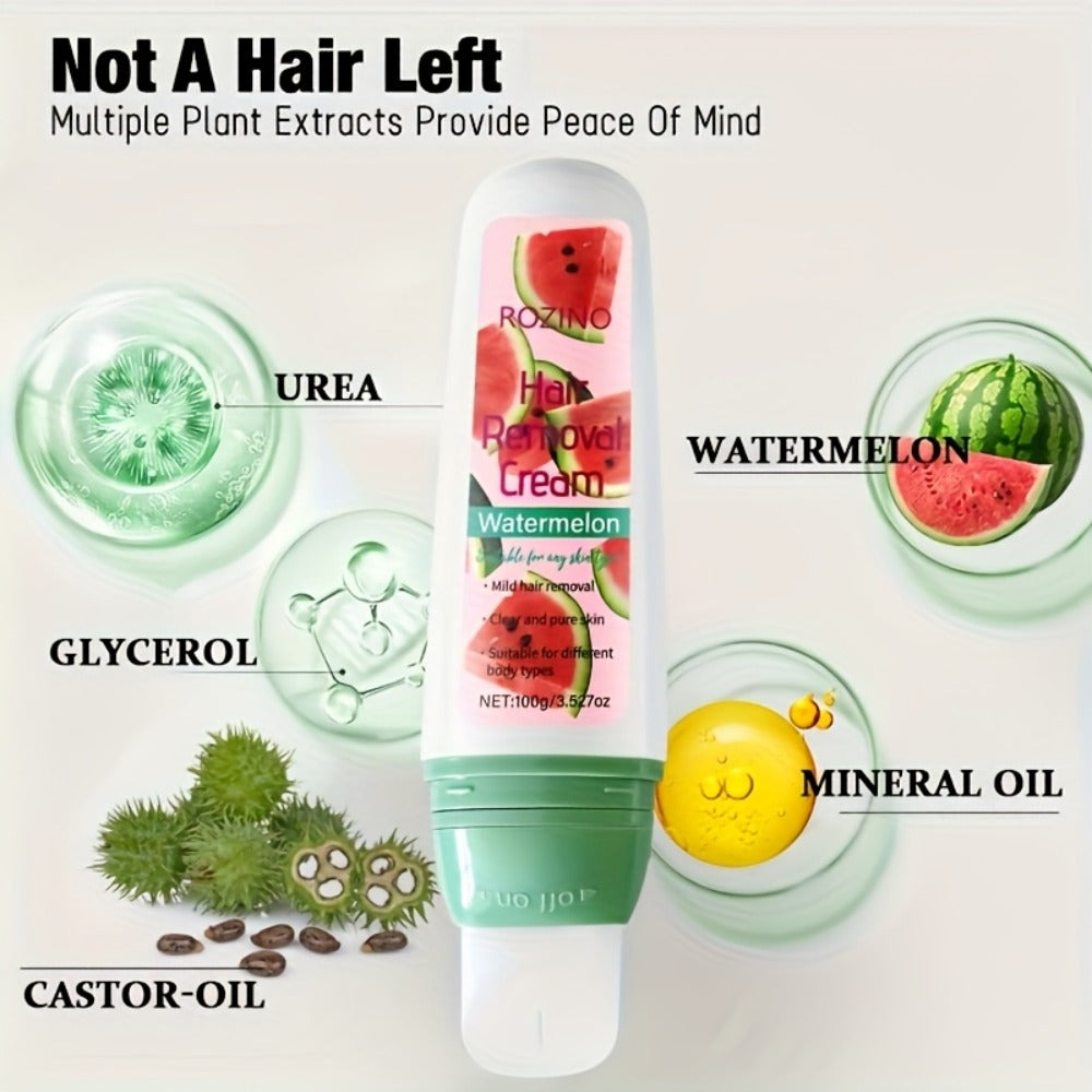 Hair Removal Cream ROZINO 100g Watermelon Roll-On Bottle with Carton for External Body Grooming — image 6