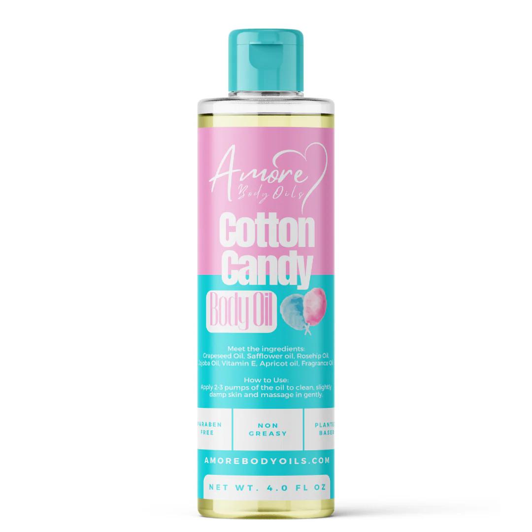 Cotton Candy Fragrance Body Oil in a Pink 4 fl oz Pump Bottle with Strawberry, Raspberry and Vanilla Notes — image 2