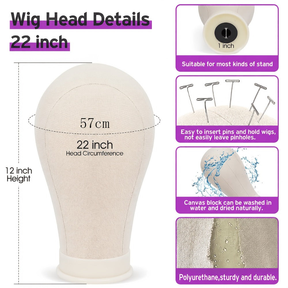 Mannequin Head with Adjustable Wig Stand Set 22 Inch Reinforced Manikin Head for Wig Styling Cosmetology Practice Salon Displ
