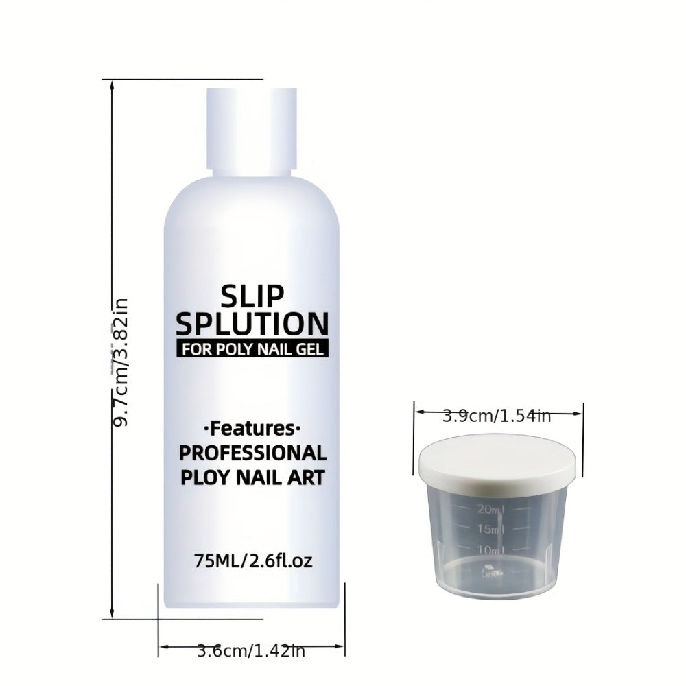 Poly Gel Slip Solution 75ml 2.6oz with Container – Anti-Stick Liquid for Poly Nail Extension Gel Application — image 3