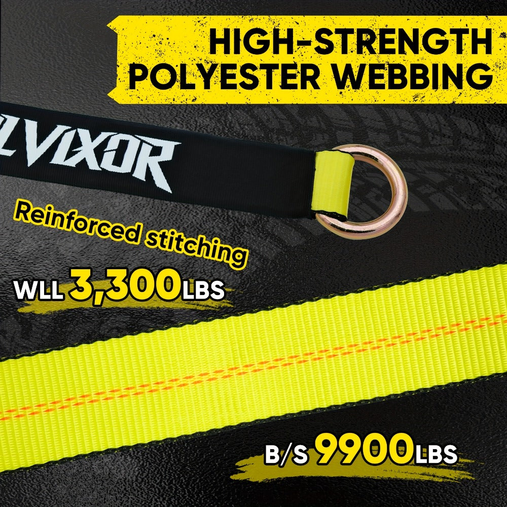 Wheel Straps Ratchet Tie Down 4-Pack 9, 900 lb Break Strength 2"x96" with Snap Hooks Anti-Slip Design – Heavy Duty UTV ATV SU
