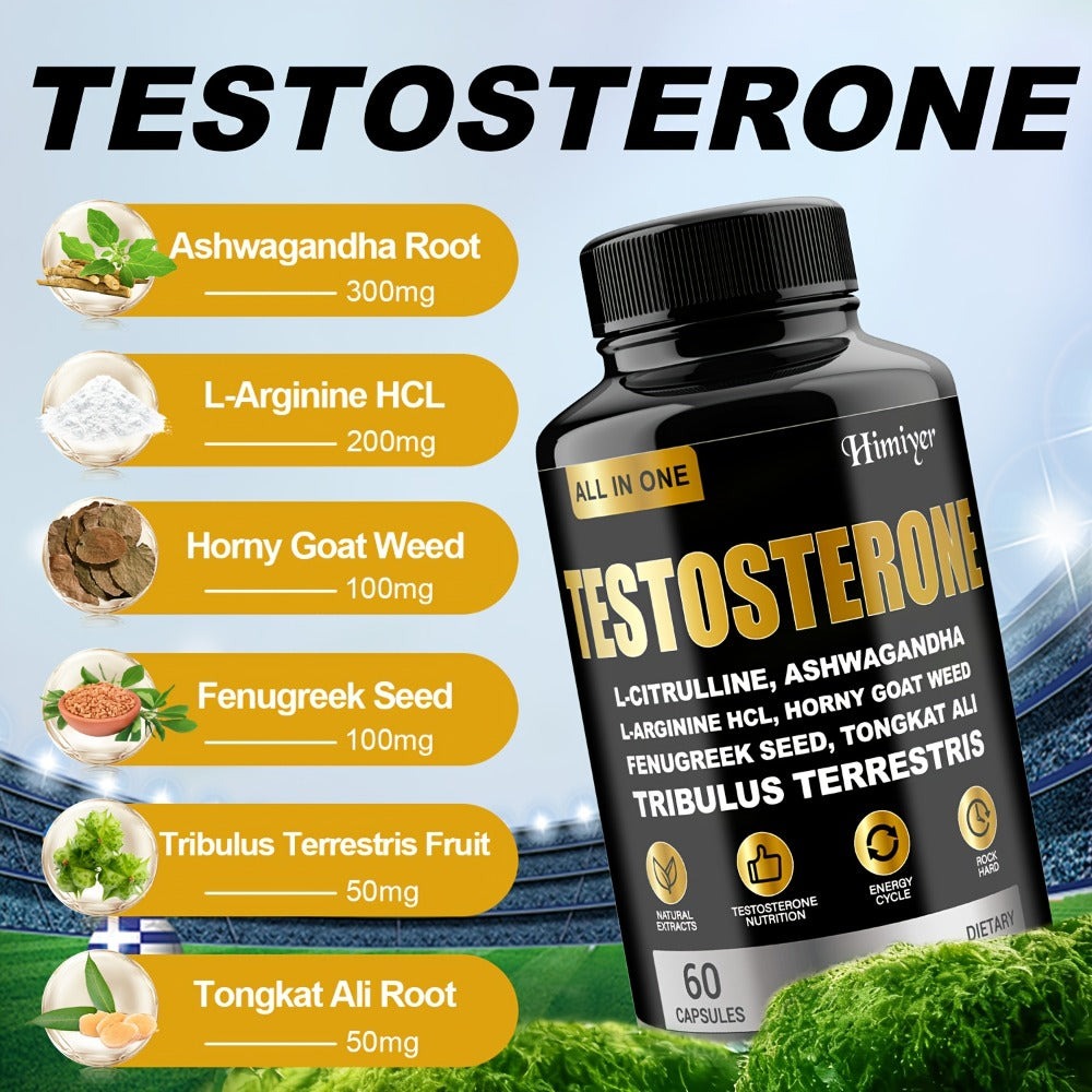 Male Testosterone Support Capsules with Maca Root, Epimedium, L-Citrulline & Ashwagandha, Men's Vitality — image 6