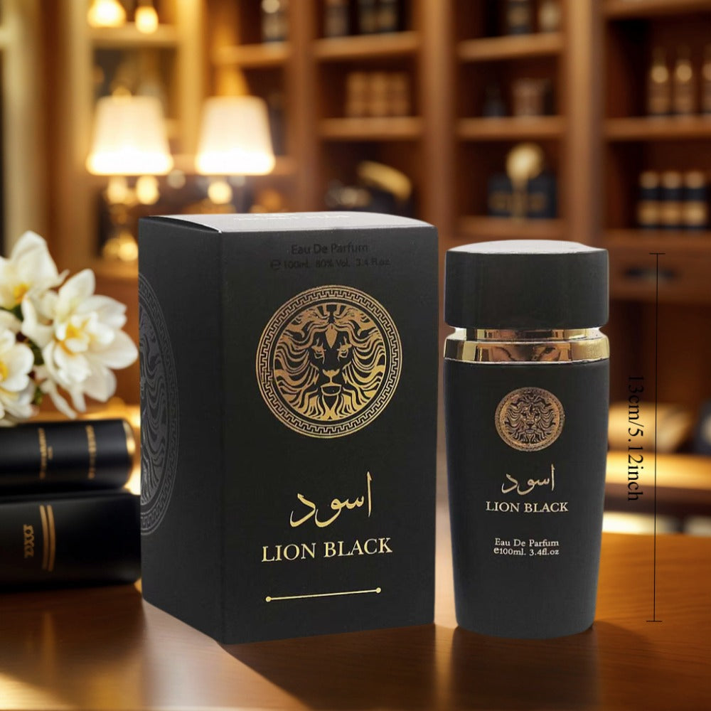 Oriental Perfume for Men Eau de Parfum 3.4oz Lion Black Arabian EDP Spray Long Lasting Bold Masculine Fragrance Oud Inspired 