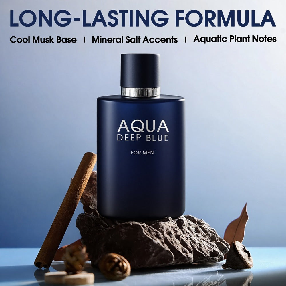 Eau de Toilette Aqua Deep Blue for Men 100ml Spray in Matte Navy Bottle with Matching Boxed Presentation — image 7