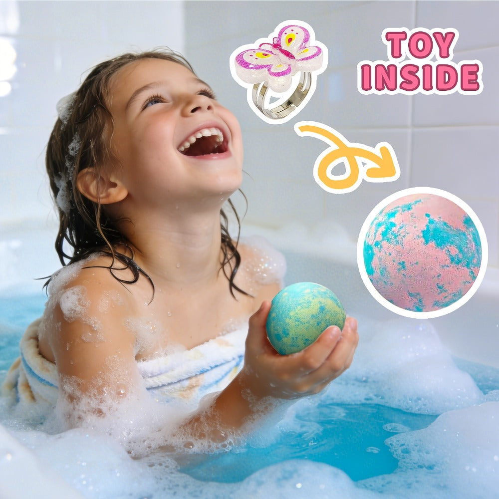 Bath Bombs, 6-Piece Unicorn Surprise Gift Set with Colorful Round Fizzers, Bracelet and Ring Accessories — image 6