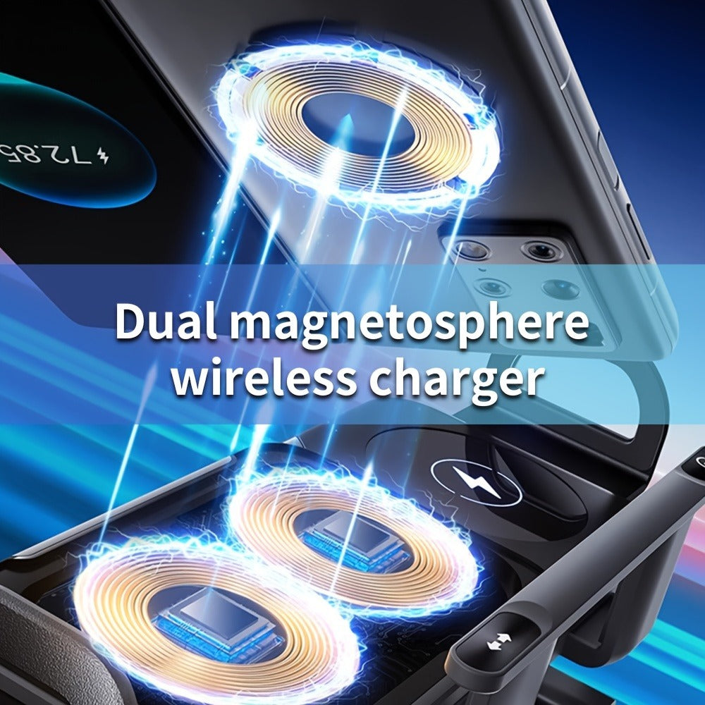 Dual-Coil Wireless Charging Car Mount with 15W Label, Fold-Screen Support and Three Configurations — image 10