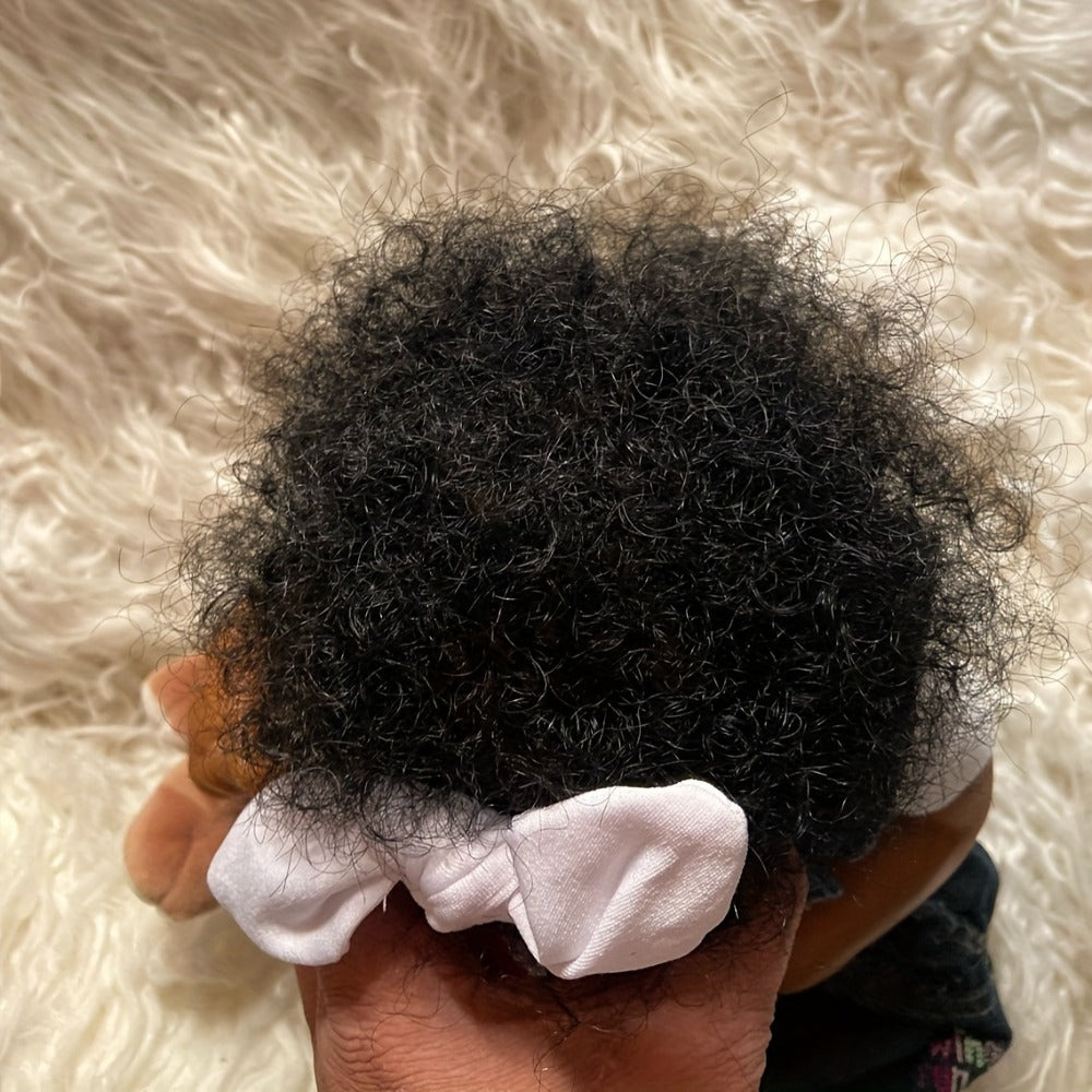 Reborn Baby Doll 19 Inch Curly Blue Hair with Sleeping Sounds Cloth Body & Lifelike Weight — image 9