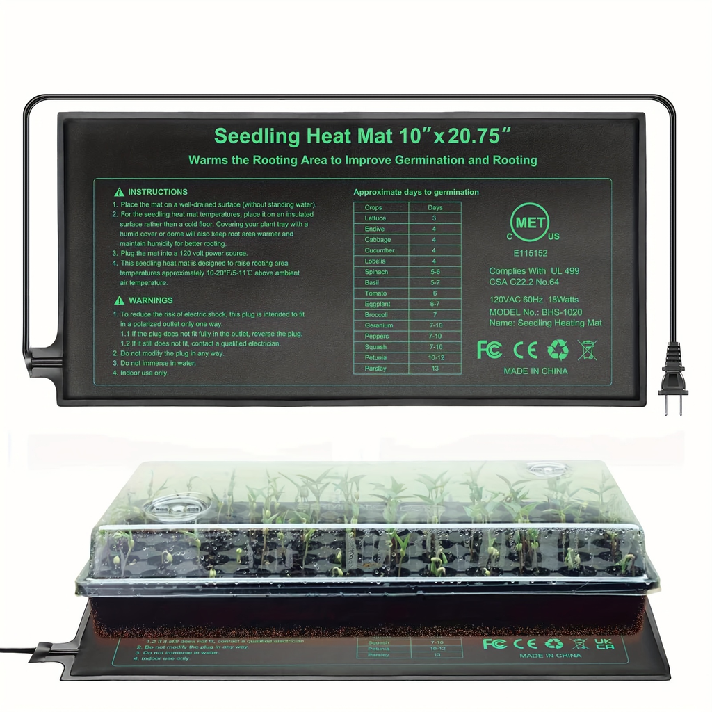 Seedling Heat Mat MET, Uniform Heating for Germination Indoor Gardening Greenhouse, Hydroponic Seed Starting Warming Pad M & 