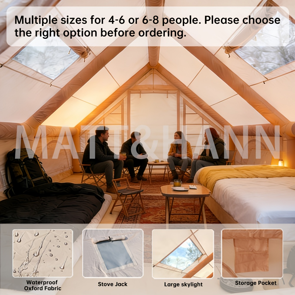 Inflatable Camping Tent 4-8 Person Air Cabin Glamping UV Protection for Garden, Patio and Yard Use — image 12