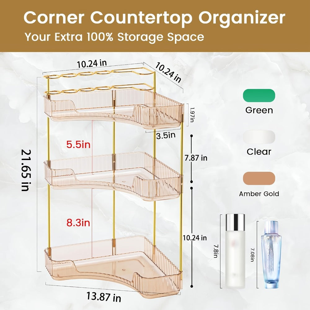 Bathroom Countertop Organizer with 2- or 3-Tier Trays and Brush Rings — image 3