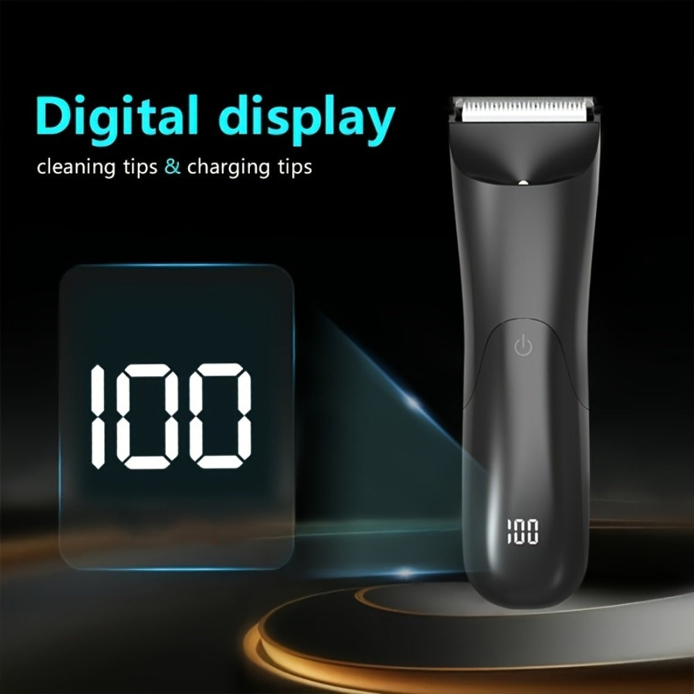 V-Shaped Ceramic-Blade Body Hair Trimmer with LCD Display, USB Cable, Guide Combs and Six Finish Options — image 9