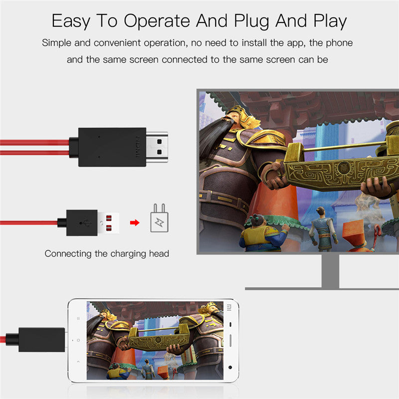 Type-C to HDMI 3-in-1 Mobile Phone Projection Cable 2M - 1080P