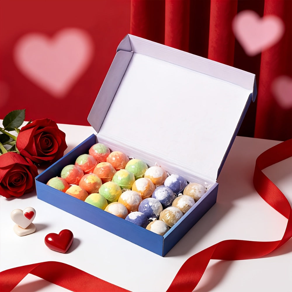 Bath Bombs, 24-Piece Essential Oil Gift Set with 20g Round Fizzers, Assorted Colors and Fragrance Styles — image 4