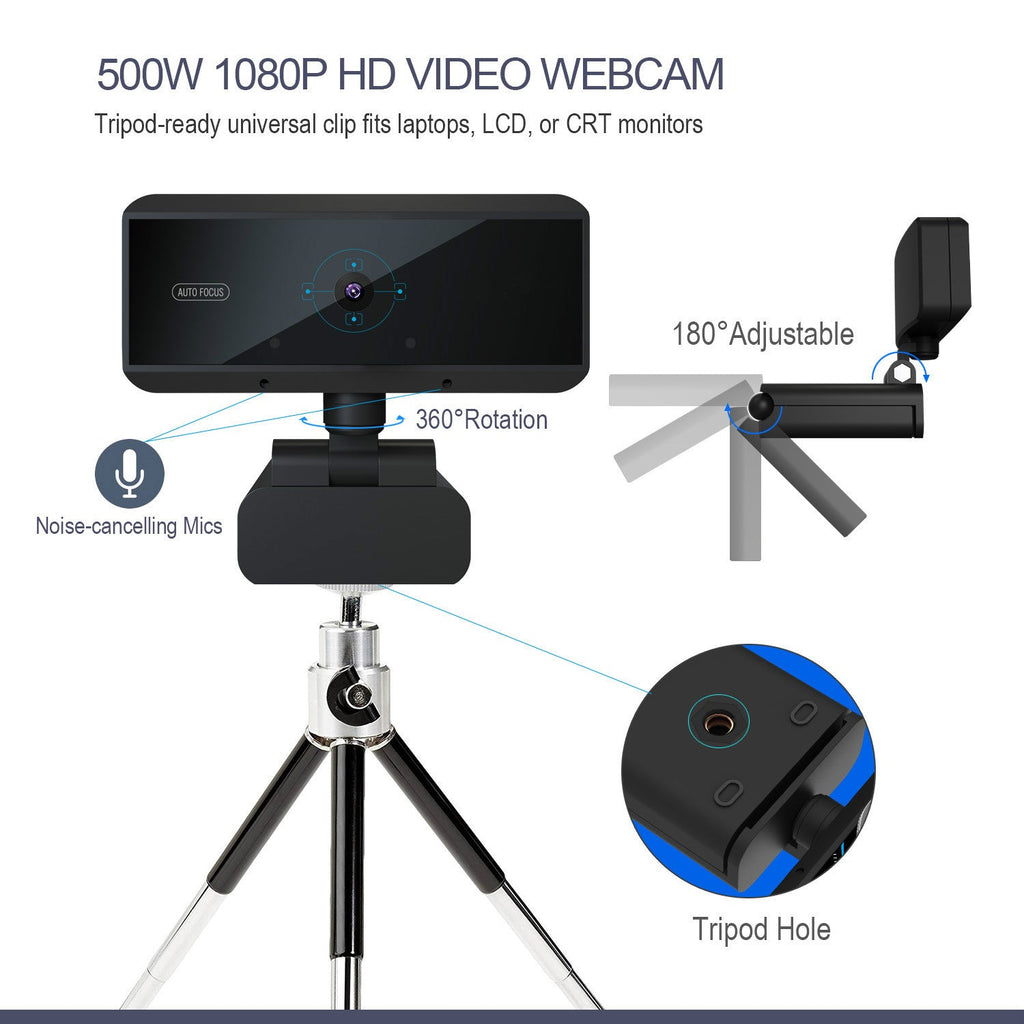 W5 HD Computer Webcam 5MP Auto-Focus 1080P USB Camera