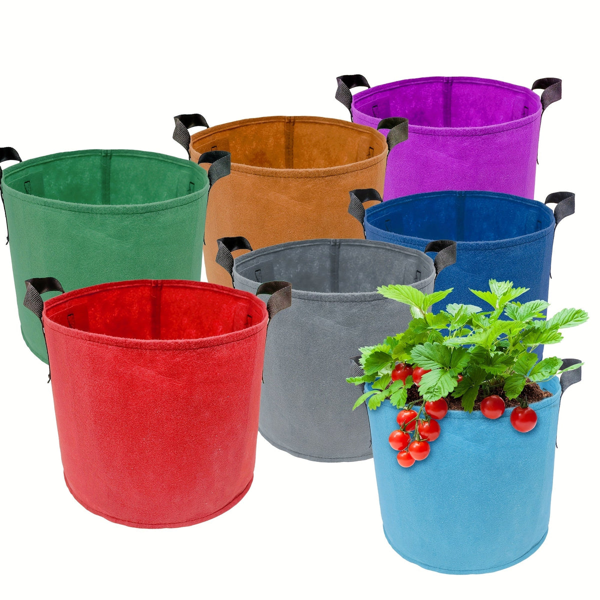 5/7/10/15 Gallon Plant Grow Bags, 7Pack Colourful Fabric Planters Plant Pots Garden Bags To Grow Vegetables With Reinforced H