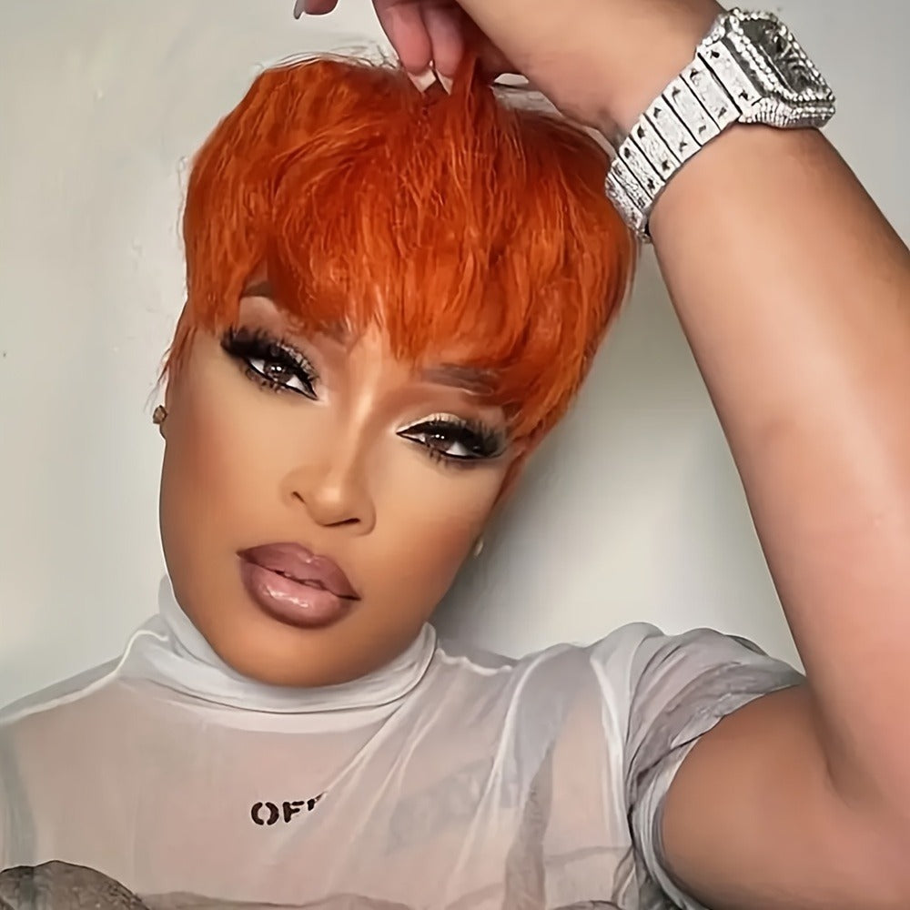 Synthetic Wig 4-Inch Layered Pixie Cut with Bangs in Six Color-Code Options for Cosplay with Model-Specific Color, Length and