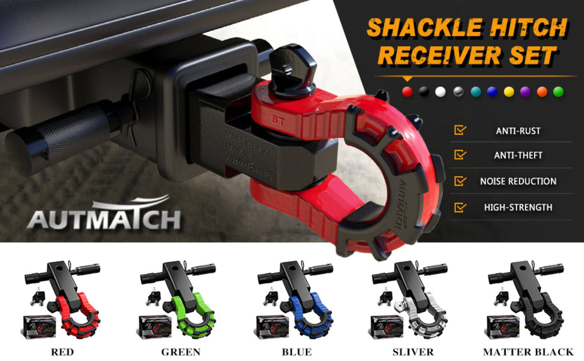Shackle Hitch Receiver 2-Inch 68, 000 lb Break Strength with 3/4" D-Ring & 5/8" Hitch Lock Pin – Heavy Duty Drop Forged Steel
