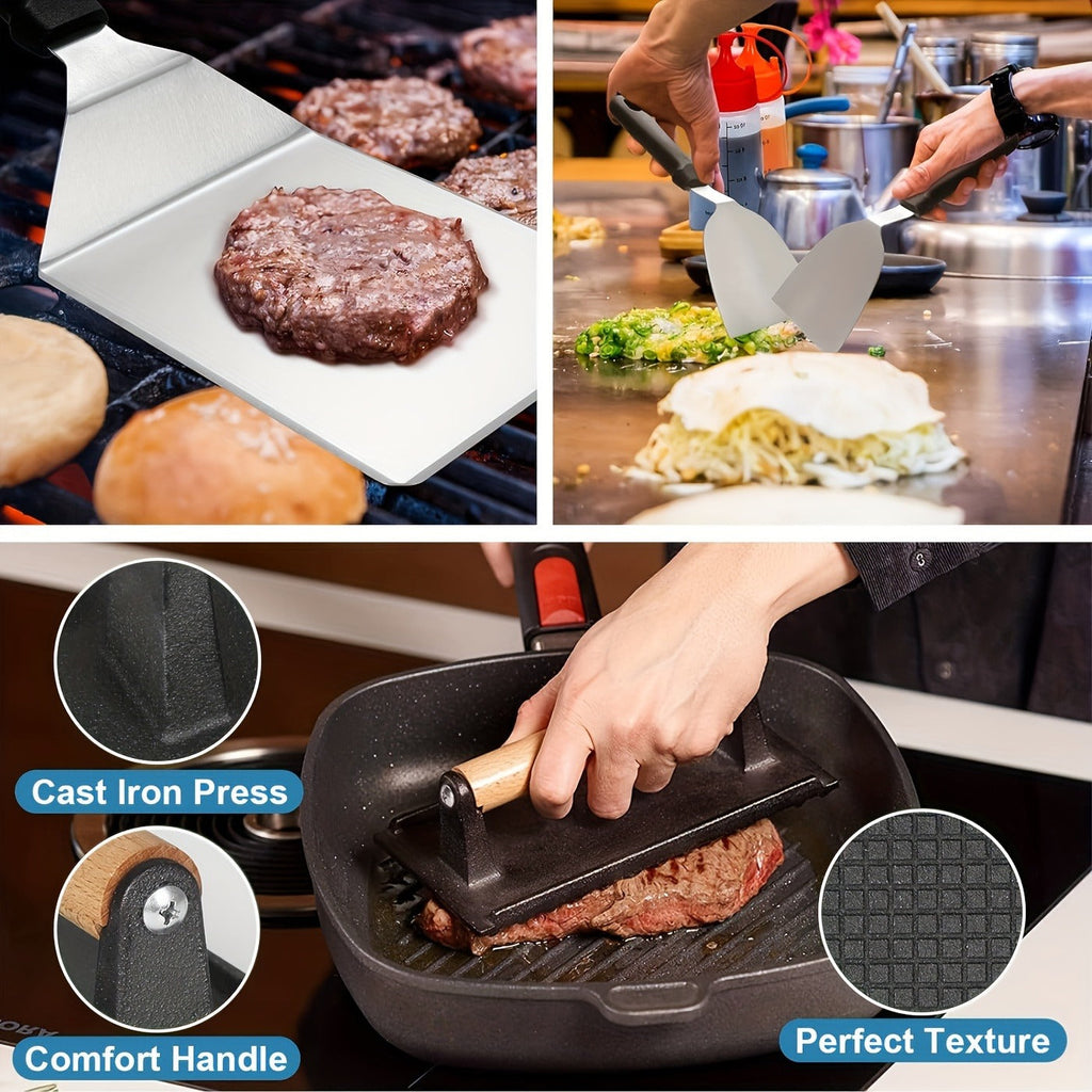 17-, 34- or 41-Piece Teppanyaki BBQ Tool Set with Griddle Spatulas, Press Domes and Carry Bag — image 17