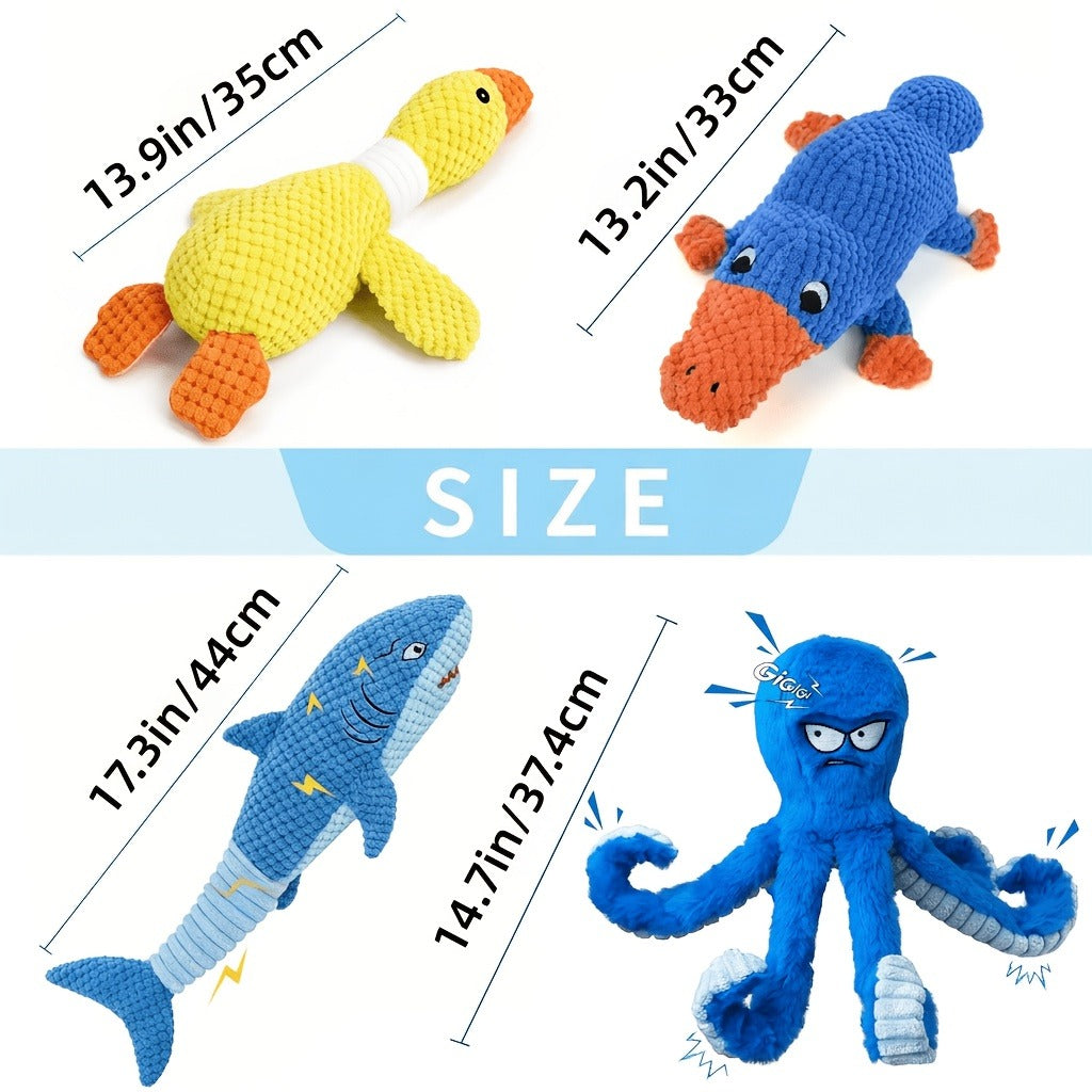 Dog Toy Octopus Plush with Built-In Squeaker and Crinkle Texture in Blue or Yellow with 1, 2 or 4-Pack Options — image 9
