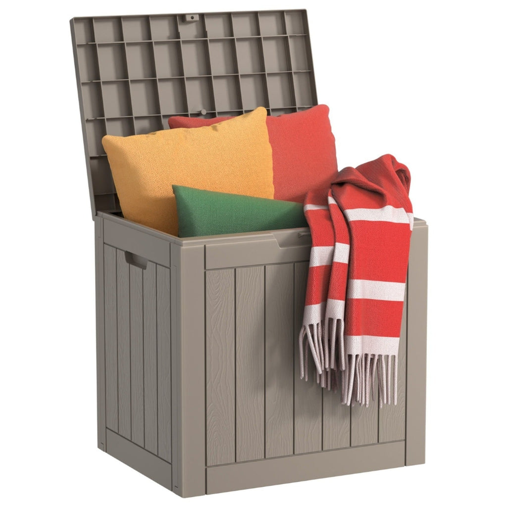 Outdoor Resin-Style Deck Box in 35- or 45-Gallon Sizes with Lockable Lid, Side Handles and Two Colors — image 14