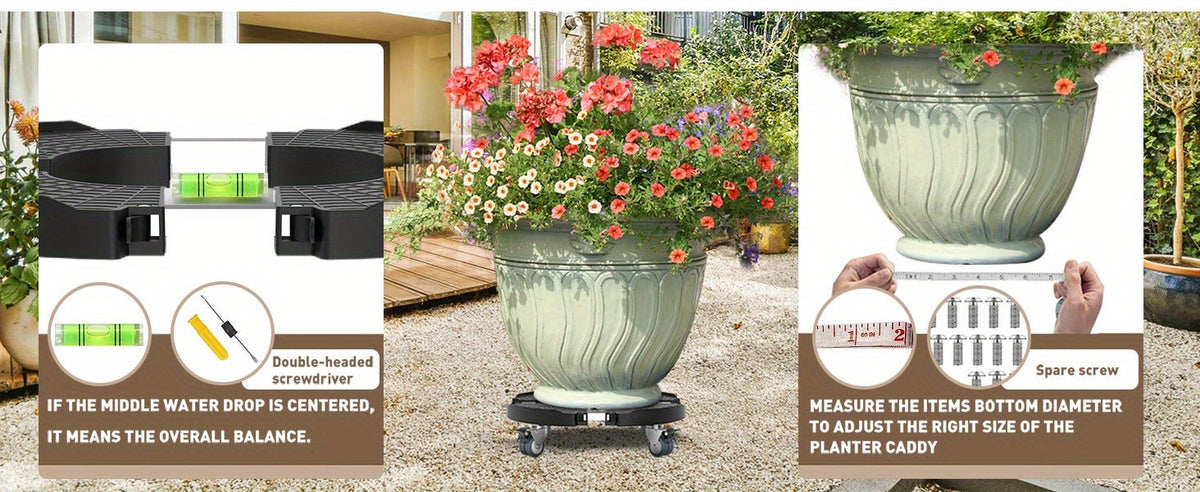 Plant Stand with Wheels 440 lbs – Adjustable 15-22" Heavy Duty Pot Roller with Lockable Swivel Casters for Indoor & Outdoor P