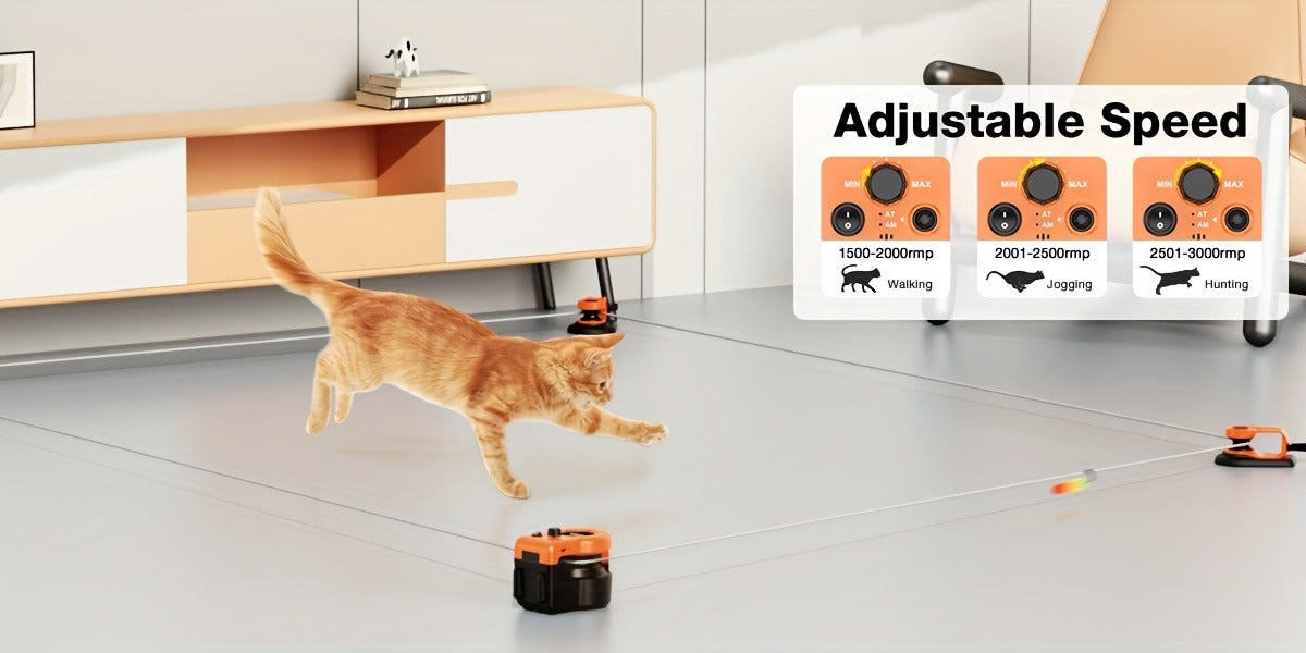 Cat Toy Remote-Control Lure Machine with Track Clips, Mouse Squeak, Feather Lures and Three Colors — image 10