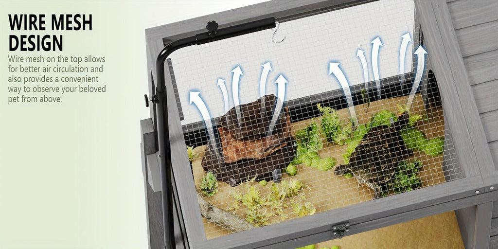 Large Tortoise Habitat Turtle Cage Enclosure with Detachable Legs Removable Roof Ramp Lamp Holder Indoor Outdoor — image 16