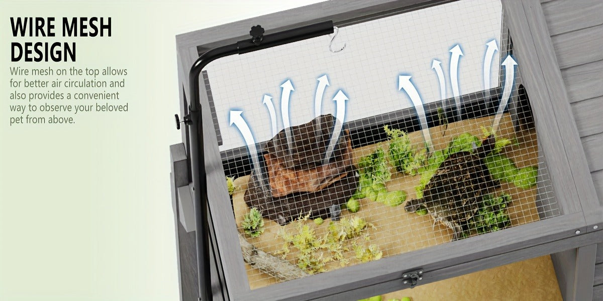 Large Tortoise Habitat Turtle Cage Enclosure with Detachable Legs Removable Roof Ramp Lamp Holder Indoor Outdoor — image 16