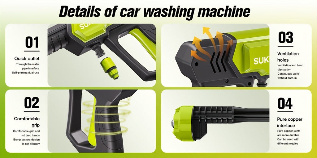 Cordless Pressure Washer Battery Powered Portable Car Wash Gun High Pressure Cleaner for Cars Yards for Garden, Patio and Yar