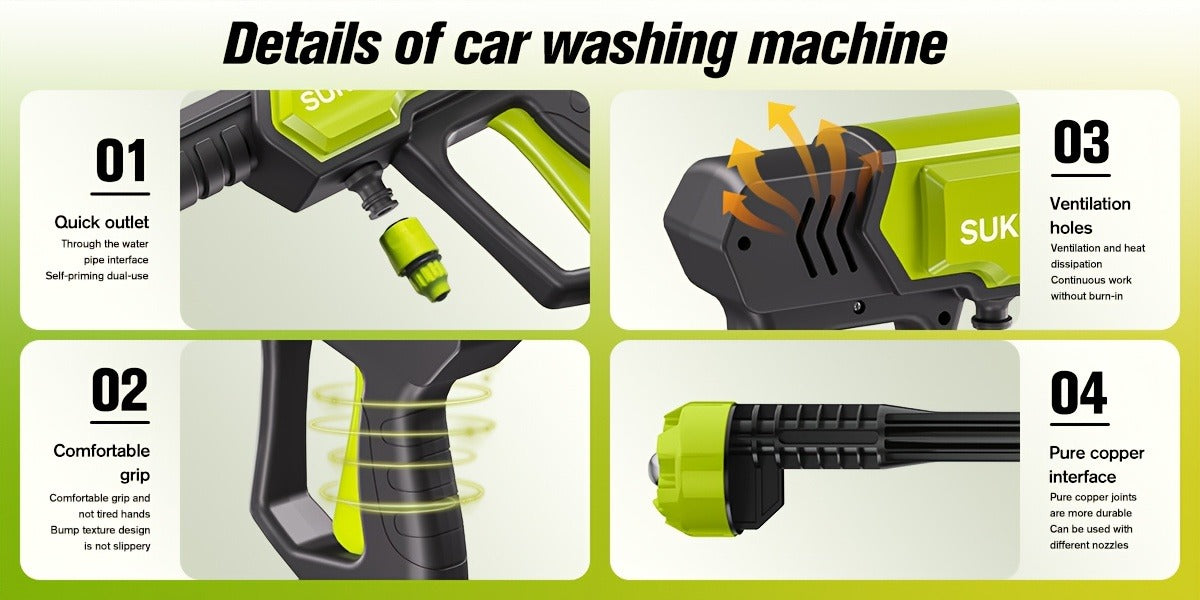 Cordless Pressure Washer Battery Powered Portable Car Wash Gun High Pressure Cleaner for Cars Yards for Garden, Patio and Yar
