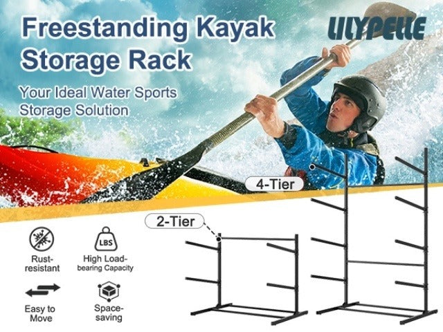 Kayak Storage Rack, Adjustable Stand for SUP, Canoe & Paddle Board, Wall, Dock & Freestanding, 400 lbs Capacity — image 16