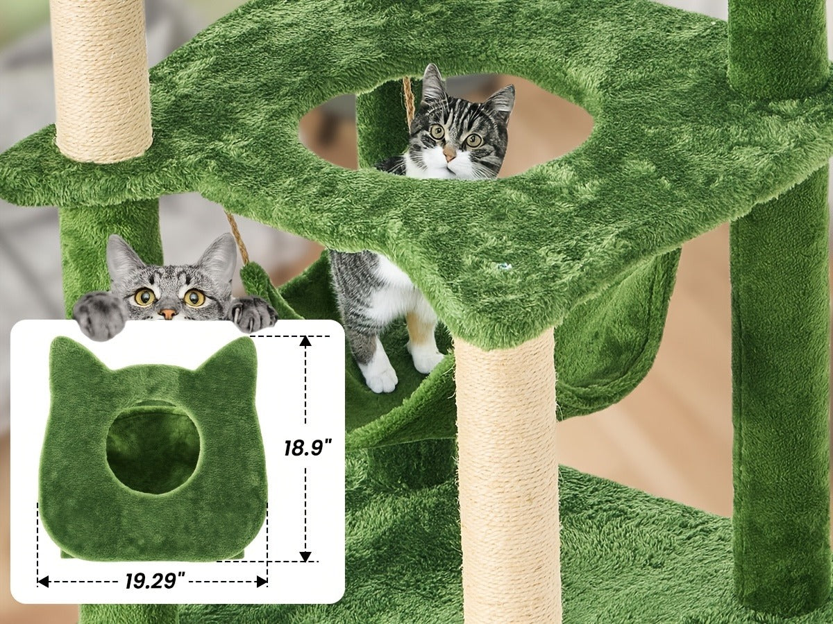 55-Inch Plant-Style Cat Tree with Platforms, Round Pass-Through Perch, Hammock and Four Colors — image 7