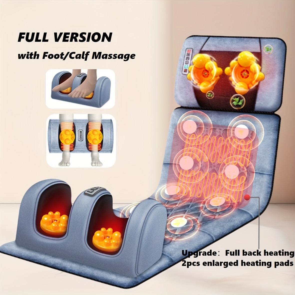 EMS Leg Massager Full Body Massage Pad 10-Zone Wave Vibration Kneading Pillow with Foot Calf Massager Hot Compress & Storage 