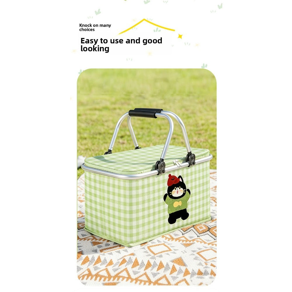 Insulated Picnic Box with Aluminum Frame – Collapsible Thermal Camping Storage Basket for Outdoor Picnic, BBQ — image 18