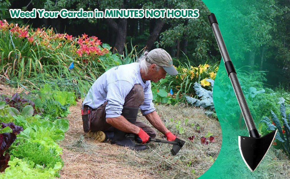 Garden Hoe Triangle Carbon Steel with Adjustable 15-72 Inch Long Handle, Sharp Triangular Blade for Weeding — image 14