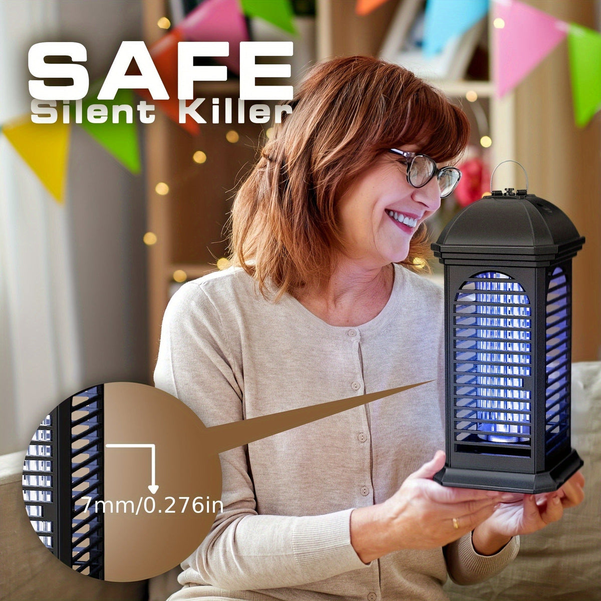 Cylindrical Plug-In Bug Zapper with Blue Grid Light in Black Single or Two-Piece Upgrade Options — image 13