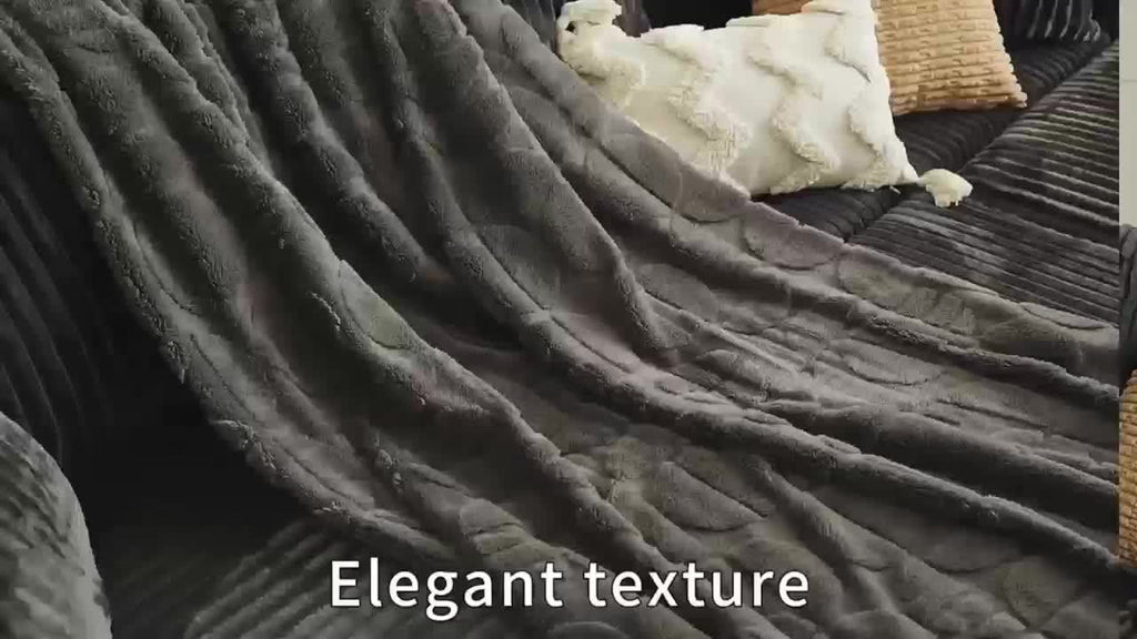 Raised Geometric Throw Blanket in White, Blue or Grey with 40 x 60, 60 x 80 and 80 x 90-Inch Size Options — image 17