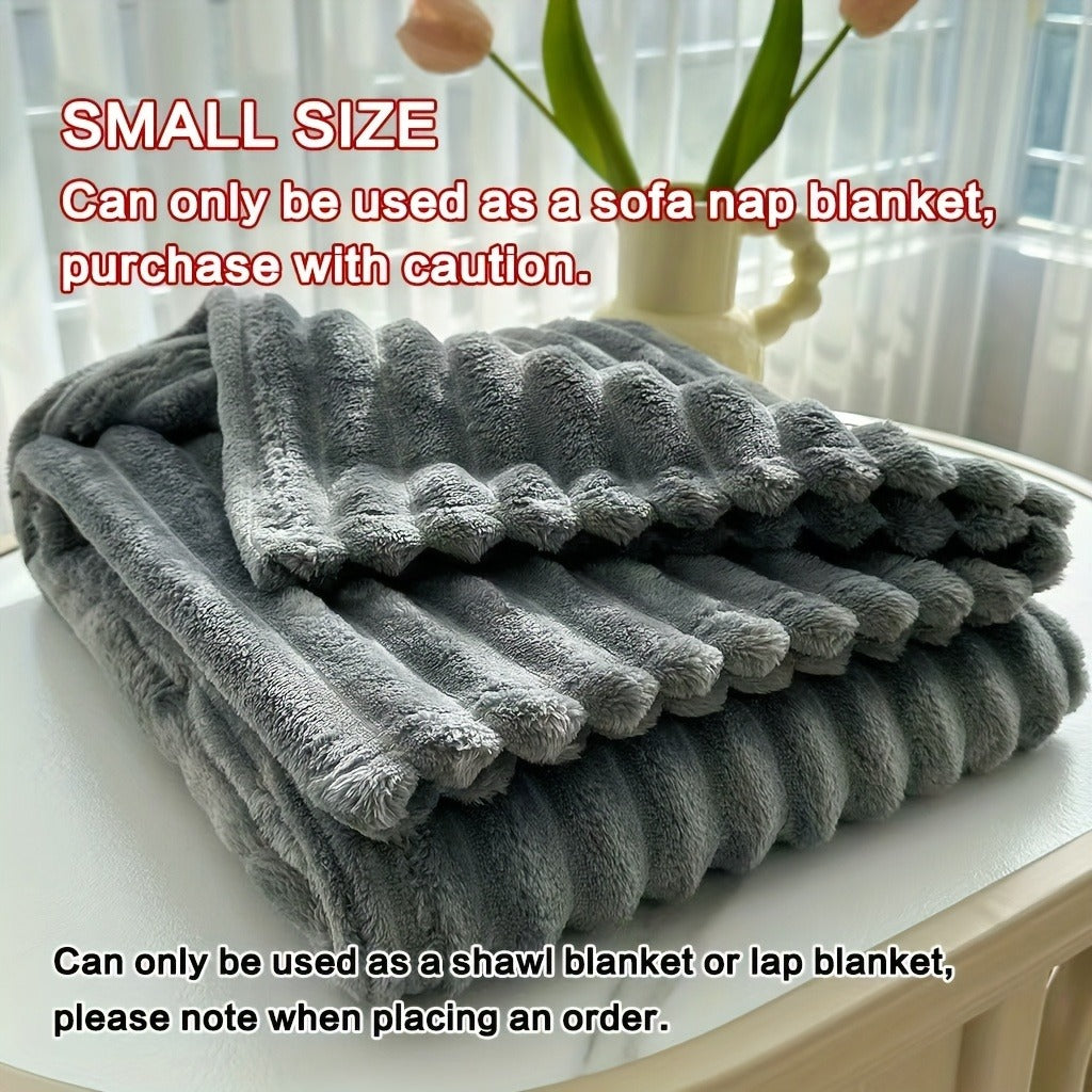 Fleece Blanket Double-Sided 3D Faux Rabbit Fur Throw – Ultra-Soft Thick 300-350g/m² for Home, Office, Travel & Camping — imag