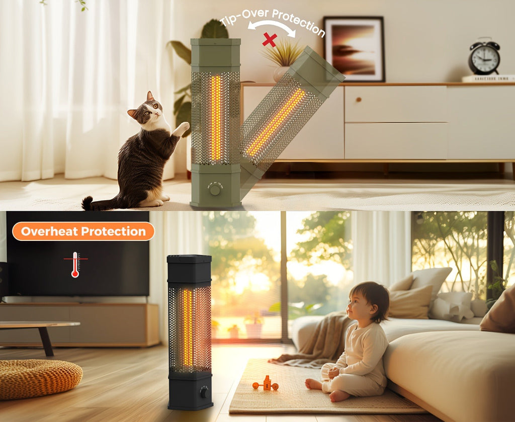 Electric Patio Heater 1400W 28", All-Around Radiant Heating with Tip-Over & Overheat Protection — image 16
